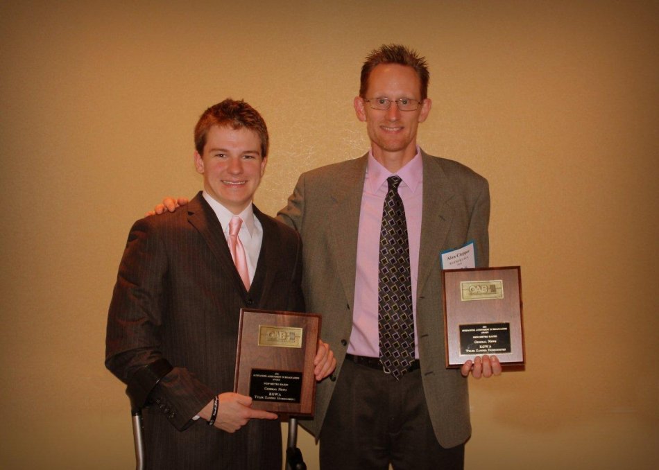 Alan was honored to have Tyler Zander as a guest at the Spring 2012 OAB awards when KGWA received best spot coverage of Tyler's homecoming!